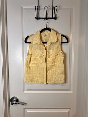 Sim & Sam Yellow & White Gingham Sleeveless Button Down Top - NWT - XS